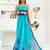 Light blue printed linen pre draped  saree with blouse
