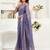 Light lavender printed linen pre draped  saree with blouse