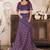 Navy blue printed linen pre draped  saree with blouse