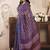 Navy blue printed linen pre draped  saree with blouse