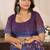 Navy blue printed linen pre draped  saree with blouse