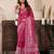 Pink printed linen pre draped  saree with blouse
