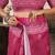 Pink printed linen pre draped  saree with blouse