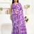 Purple printed linen pre draped  saree with blouse
