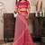 Red printed linen pre draped  saree with blouse