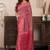 Red printed linen pre draped  saree with blouse