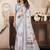 White printed linen pre draped  saree with blouse