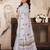 White printed linen pre draped  saree with blouse