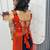 Orange color georgette bandhej full-stitch kedya top