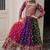 NAVRATRI WEAR MULTI COLOR GEORGETTE PRINT GAMTHI EMBELLISHED WORK LEHENGA TOP FULL-STITCHED.