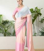 Pink color ready to wear semi modal saree with unstitched designer blouse