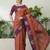 Wine color readymade handloom silk  saree with unstitched designer blouse
