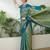 Teal color readymade handloom silk  saree with unstitched designer blouse
