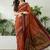 Rust color instant wear soft silk saree with unstitched designer blouse