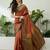 Rust color easy drape soft silk saree with unstitched designer blouse