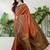 Rust color easy drape soft silk saree with unstitched designer blouse