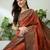 Rust color easy drape soft silk saree with unstitched designer blouse