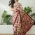 Cream color modern pre-stitched semi modal saree with unstitched designer blouse