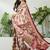 Cream color modern pre-stitched semi modal saree with unstitched designer blouse