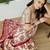 Cream color modern pre-stitched semi modal saree with unstitched designer blouse