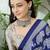 Blue color modern pre-stitched semi modal saree with unstitched designer blouse