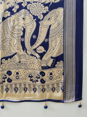 Blue color modern pre-stitched semi modal saree with unstitched designer blouse 5