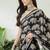 Black color modern pre-stitched semi modal saree with unstitched designer blouse