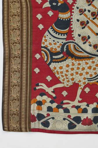 Black color modern pre-stitched cotton saree with unstitched designer blouse
