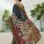 Black color modern pre-stitched cotton saree with unstitched designer blouse