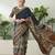 Black color modern pre-stitched cotton saree with unstitched designer blouse