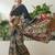 Black color modern pre-stitched cotton saree with unstitched designer blouse