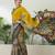 Yellow color modern pre-stitched cotton  saree with unstitched designer blouse
