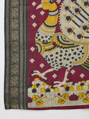 Yellow color modern pre-stitched cotton saree with unstitched designer blouse 4