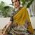 Yellow color modern pre-stitched cotton  saree with unstitched designer blouse