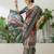Brown color modern pre-stitched cotton  saree with unstitched designer blouse