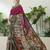 Wine color modern pre-stitched cotton saree with unstitched designer blouse