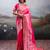 pink colour silk blend saree with rich gold zari work