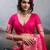 pink colour silk blend saree with rich gold zari work