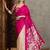 Pink color ready pleated semi modal saree with unstitched designer blouse