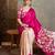 Pink color ready pleated semi modal saree with unstitched designer blouse