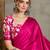 Pink color ready pleated semi modal saree with unstitched designer blouse