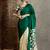 Green color ready pleated semi modal saree with unstitched designer blouse