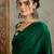 Green color ready pleated semi modal saree with unstitched designer blouse