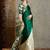 Green color ready pleated semi modal saree with unstitched designer blouse