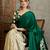 Green color ready pleated semi modal saree with unstitched designer blouse
