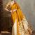 Yellow color ready pleated saree with unstitched designer blouse