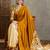 Yellow color ready pleated saree with unstitched designer blouse