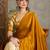 Yellow color ready pleated saree with unstitched designer blouse
