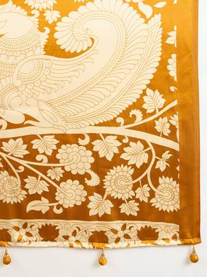 Yellow color ready pleated saree with unstitched designer blouse 4