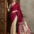 Maroon color ready pleated semi modal saree with unstitched designer blouse